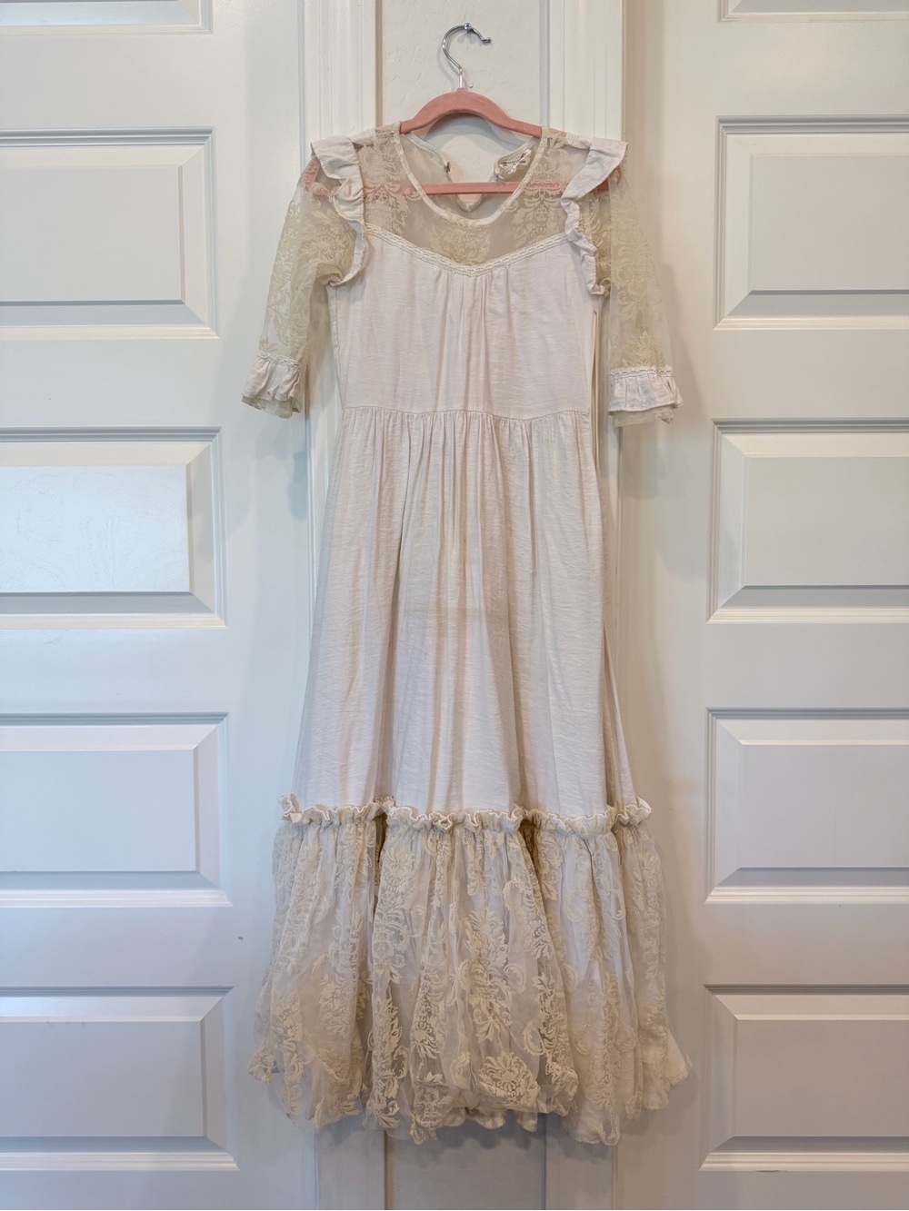Joyfolie Cream Lace-Trim Maxi Dress for Girls